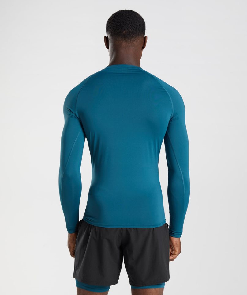 Men's Gymshark Element Baselayer Long Sleeve Top T-Shirts Blue | NZ 9TMQUW